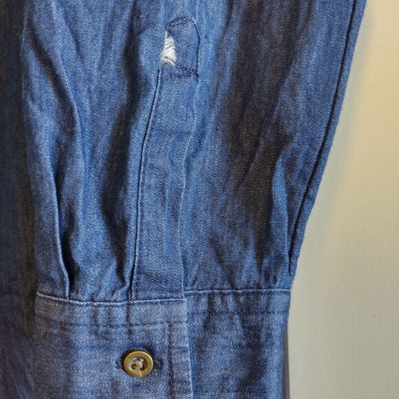 Old Navy Chambray Tunic Shift Dress Women's M Denim Indigo Relaxed Boho Rustic - Picture 5 of 5